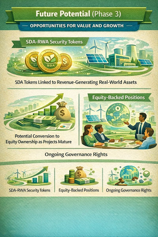 SDA Token Phase 3: Future Potential - Security tokens, equity-backed positions, and ongoing governance rights
